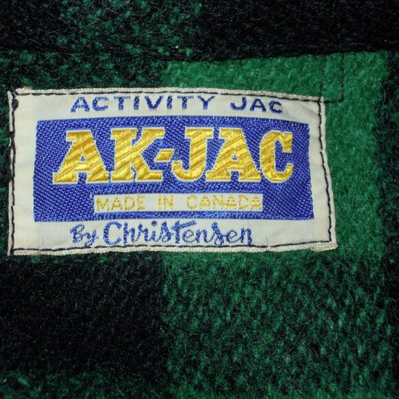 Vintage Ak-Jac Wool Jacket Men’s Green Black Plaid Hunting Chore Mackinaw SMALL - Picture 9 of 9
